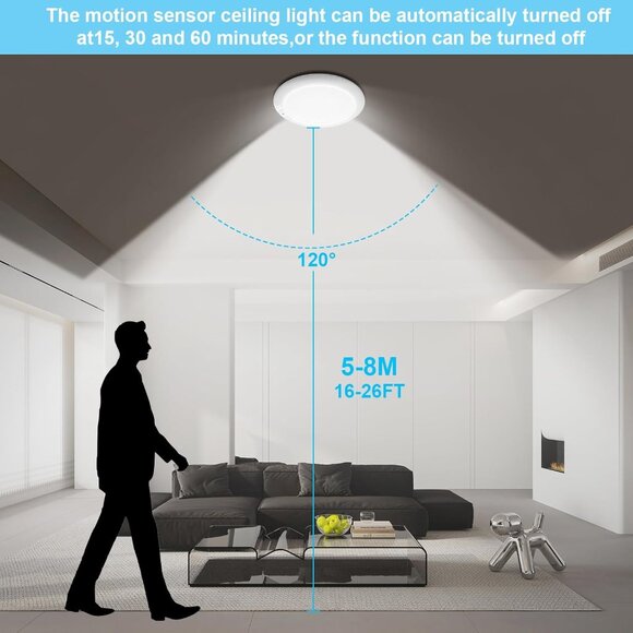 Rechargeable Motion Sensor Ceiling Light Remote Battery Operated LED - Picture 4 of 7